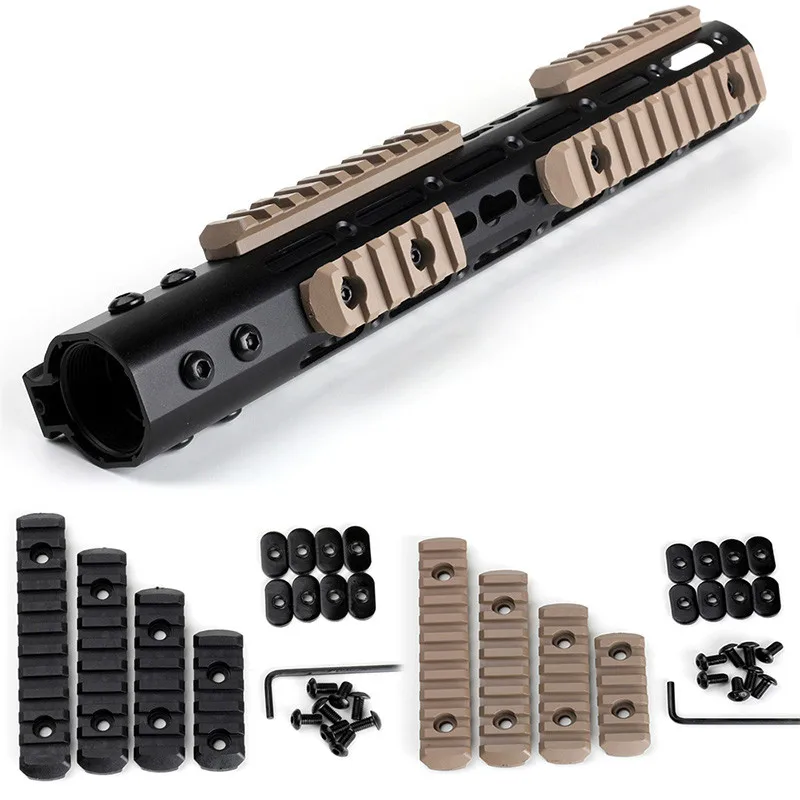 

Multipurpose Polymer Picatinny Rail Section Kit L5 L4 L3 L2 Sizes For Tactical AR15 Rifle Accessory Handguards, Black/tan