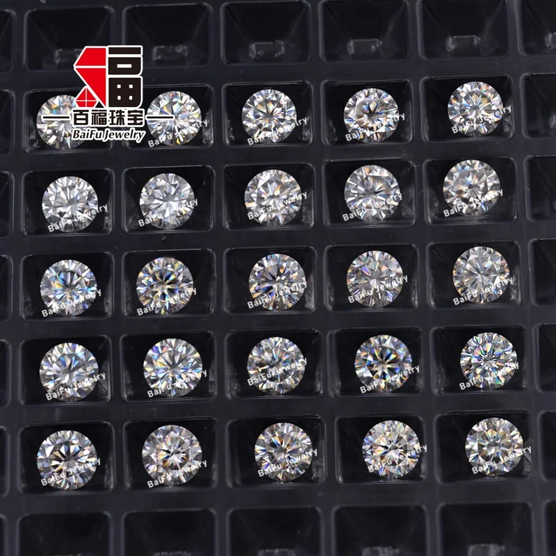 Baifu Jewelry Popular Top Clarity D Color 7mm Round Diamond 1.2ct Moissanite