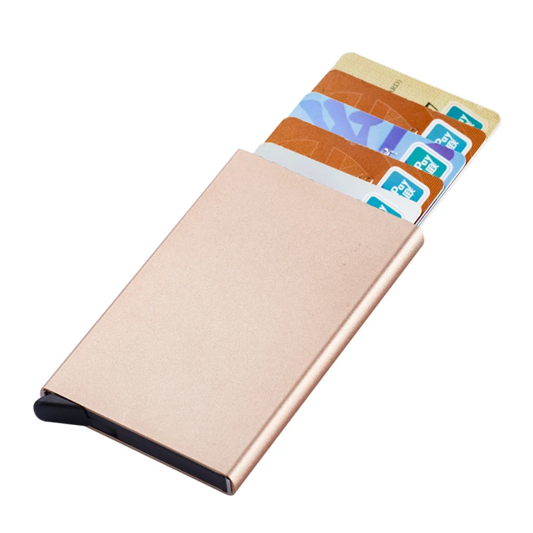 

Pop Up RFID Blocking Minimalist Metal Card Case Custom Aluminum Credit Card Holders Wallet, Champagne or optional