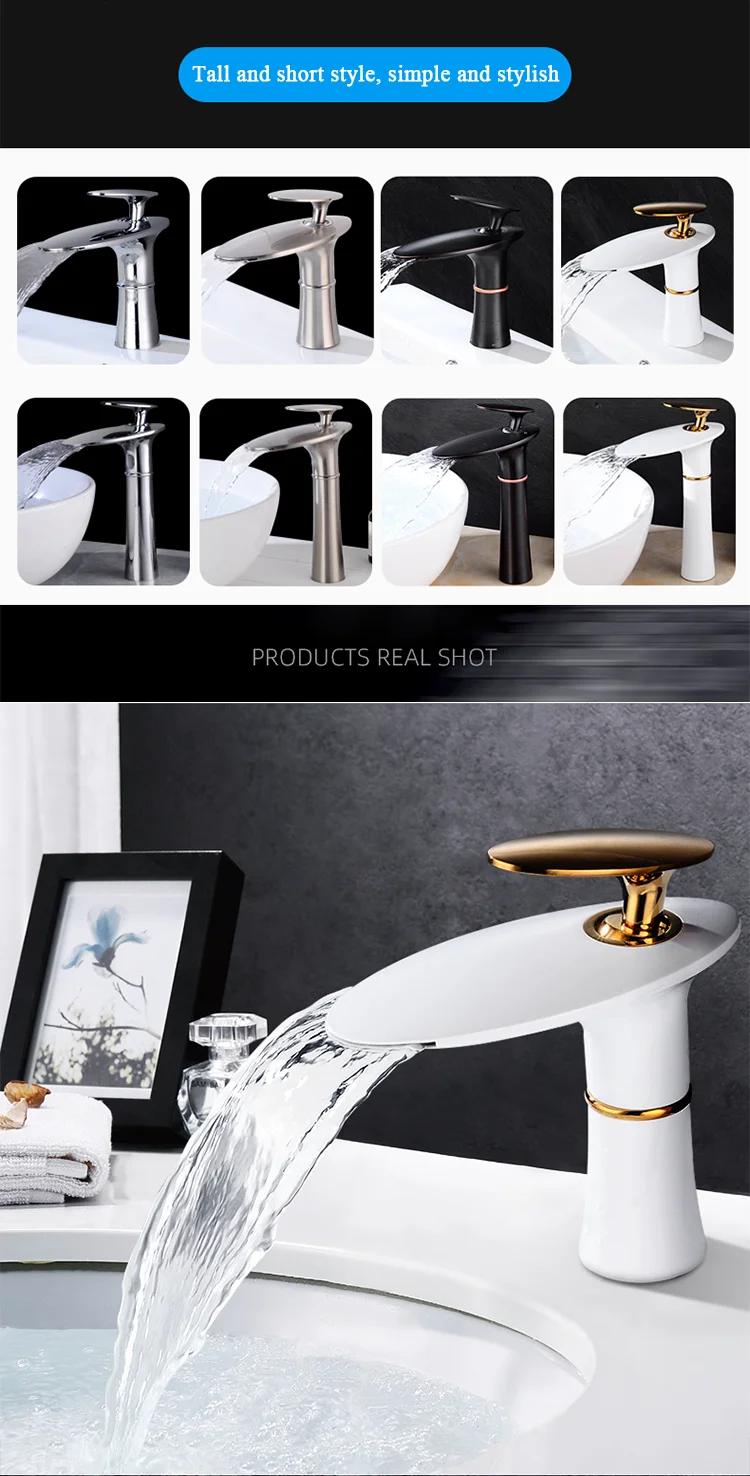 New Design Waterfall White Single Handle Basin Faucet