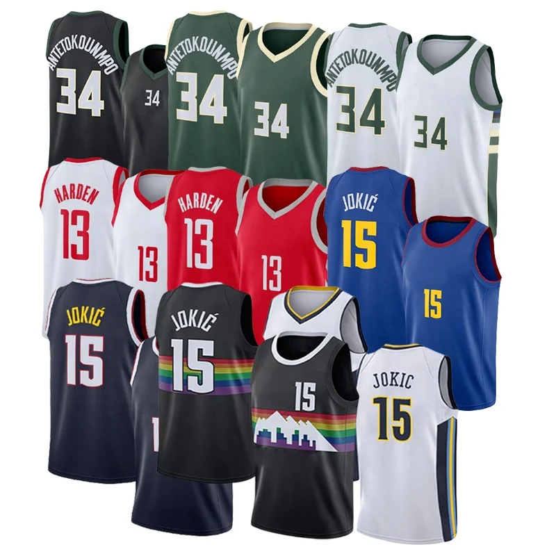 

Nikola Jokic 15 James Harden 13 Giannis Antetokounmpo 34 Sublimation High Quality Basketball Uniform Jersey Sports Clothing Wear