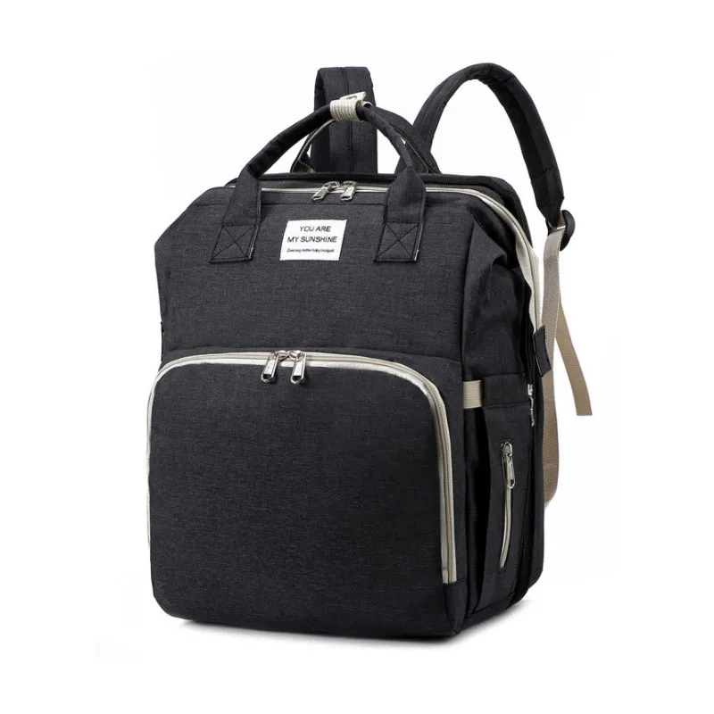 

Hot Sale 36-55L Fashionable Waterproof Polyester Lequeen Black Baby Diaper Bag