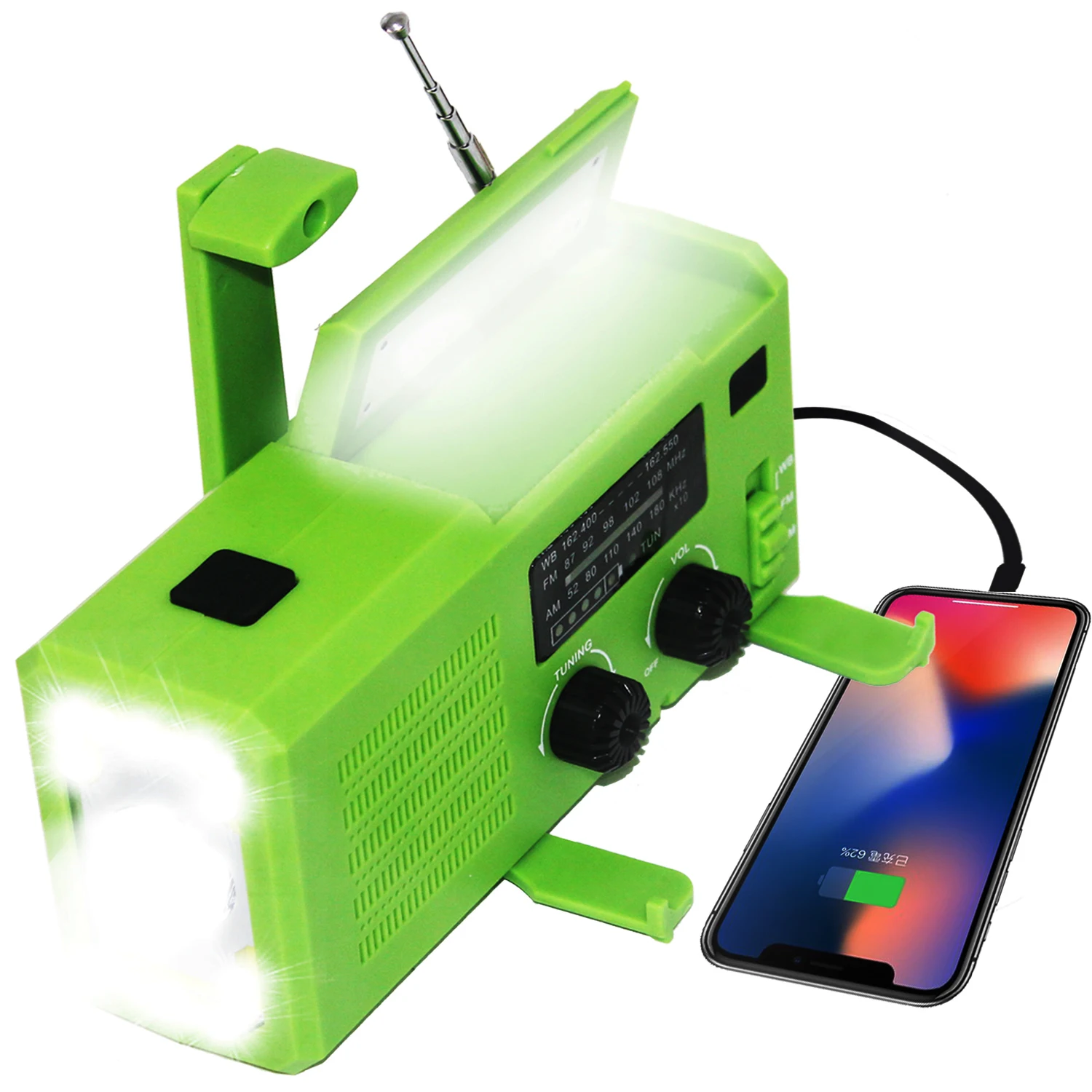 

hand crank dynamo flashlight solar powered emergency radio