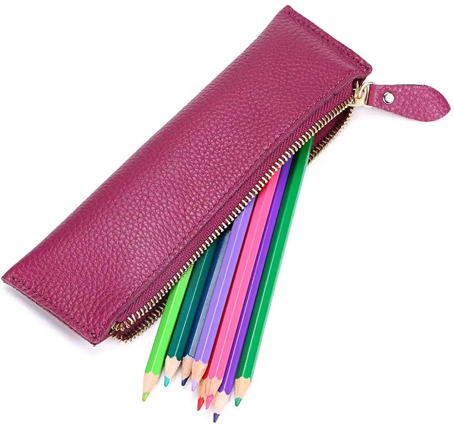 

Handmade Pencil Bag Leather Pen Case for Girls Big Capacity Pen Case Desk Organizer with Zipper