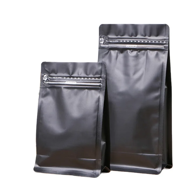 

Wholesale matte printing square bulk zipper aluminum foil flat bottom coffee bag with valve and logo