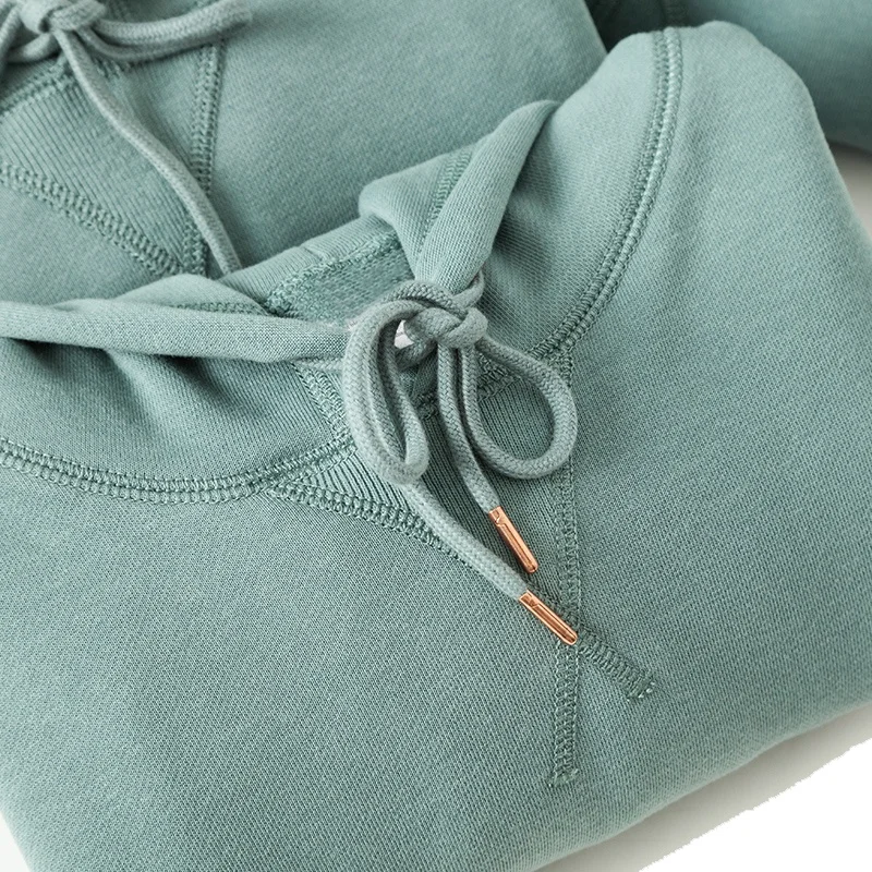 

Lamb wool heavy cotton retro round neck long-sleeved men's solid color thick loose autumn and winter hoodies