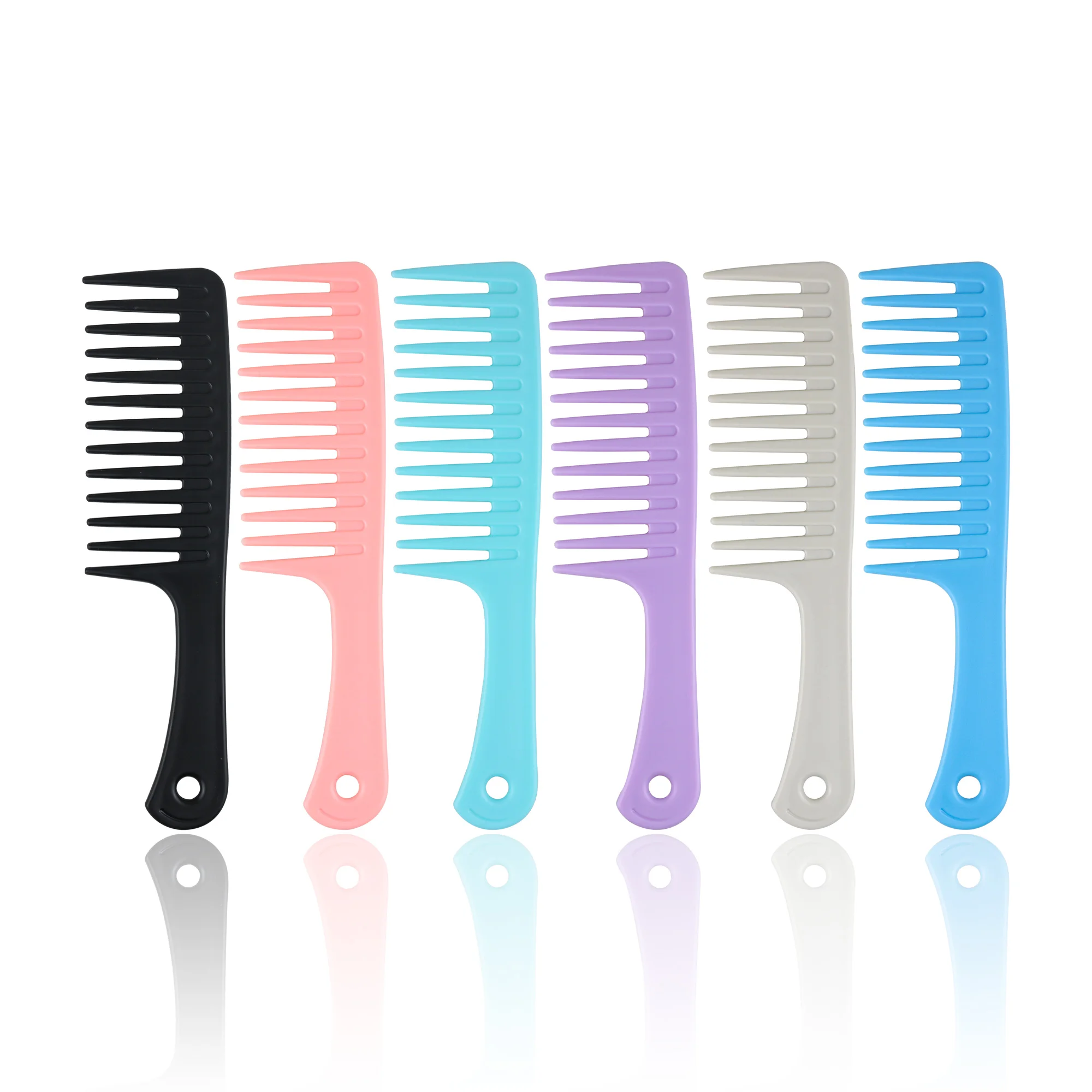 

wholesale Custom Logo Printed plastic wide tooth hair comb salon or home hairdressing comb plastic comb