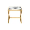 Gold metal frame natural stone top end tables panda white marble side table