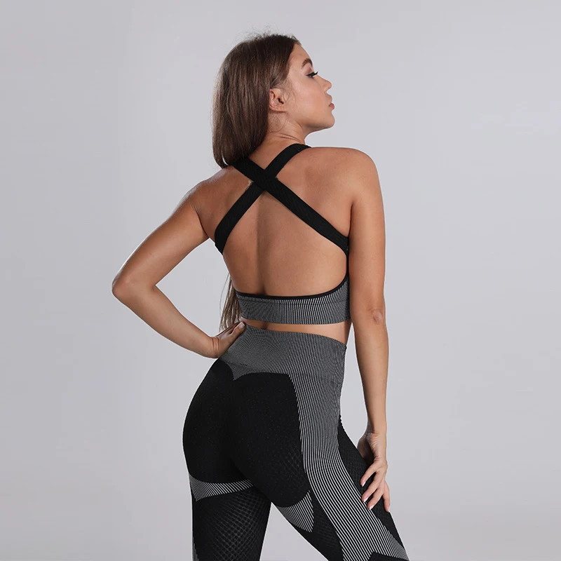

Running Sportswear Coat Stretch Seamless Pants Yoga Sets 2/3 Pcs Set Sport Bra Leggings Women Gym Fitness Tops High Waist Yoga S, 10 colors, as picture shown