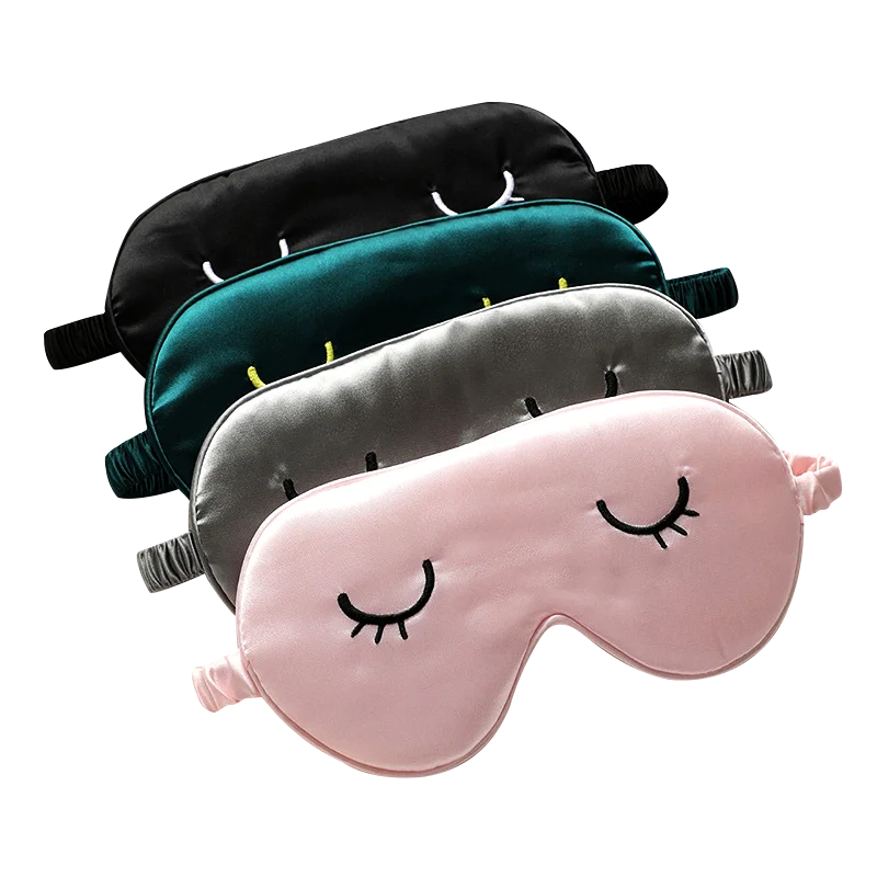 

Private Label Cute Mulberry Silk Blindfold Travel Sleep Eye Mask with Eyelashes for Sleeping, Customized color