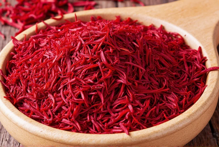 Close-up of high-quality saffron threads showing vibrant red color and intact structure