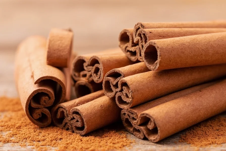 Illustration showing safe daily cinnamon consumption amounts with measuring spoons and cinnamon sticks