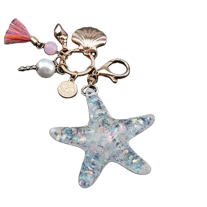 

New Style Metal Shell Tassel Starfish Keychain for bags, Picture show