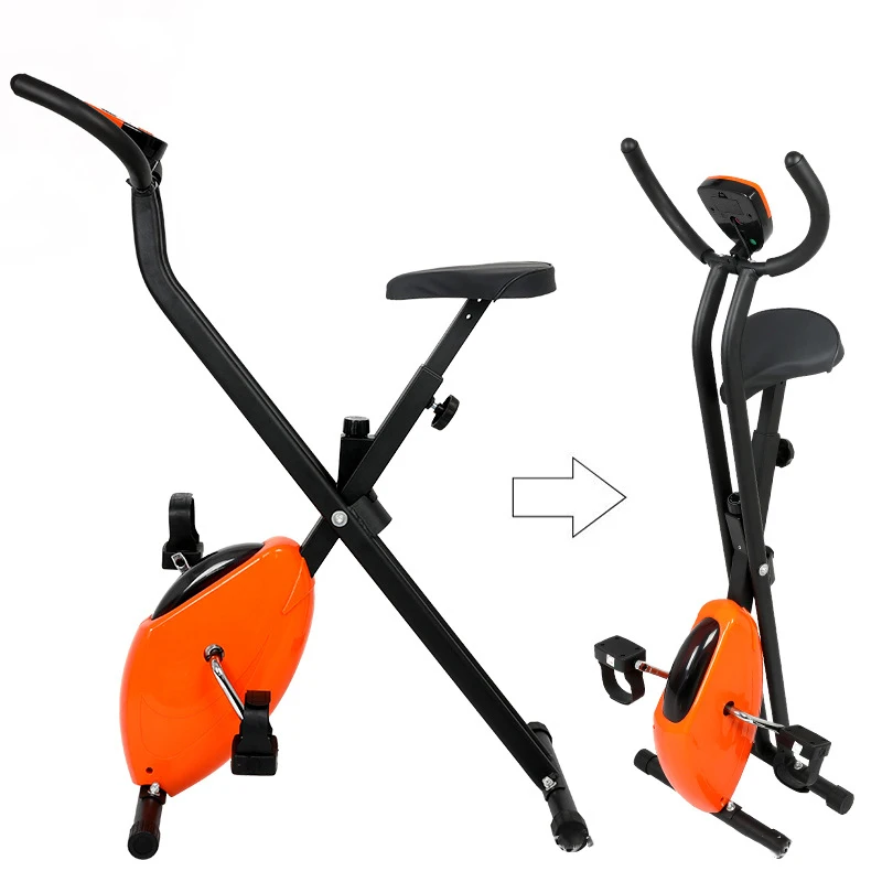

Mini electric exercise bike X shaped folding spinning bike cheap exercise bikes for sale, Black+orange