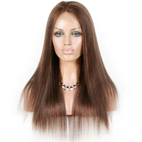 

CLEARANCE 50% off brown color brazilian remy hair large cap light yaki straight human hair 10a full lace silk base wigs