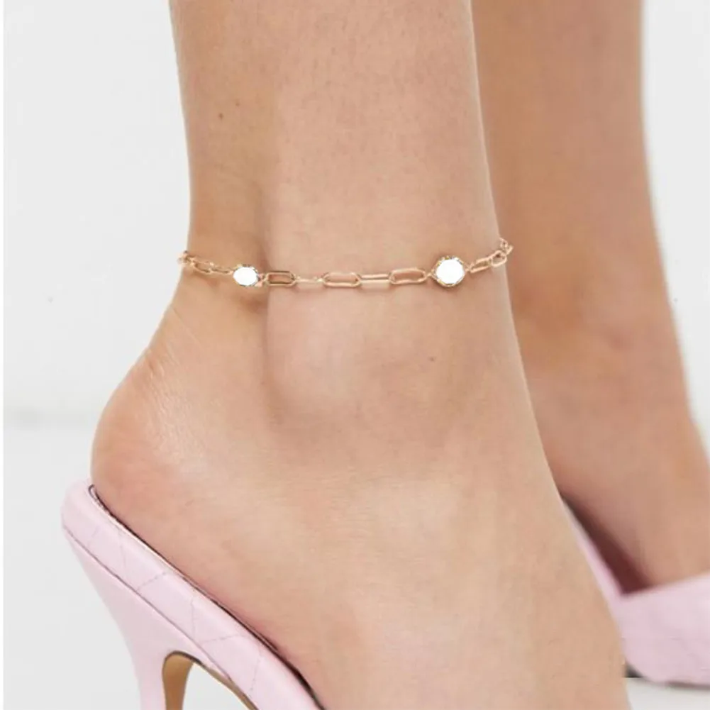 

Fine Jewelry Fade Tarnish Resistant Stainless Steel Crystal Diamond Paper Clip Chain Ankle Bracelet Anklet Foot Accessories