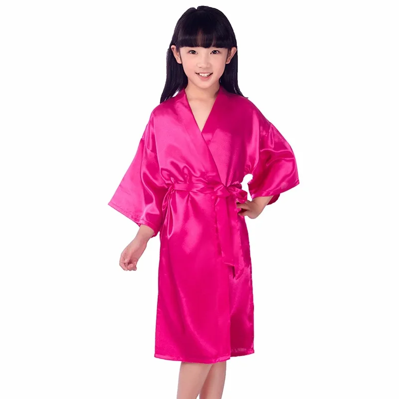 

S0027B Manufacturers Direct Long Plain Smooth Summer Thin Little Girls' Silk Home Nightgown