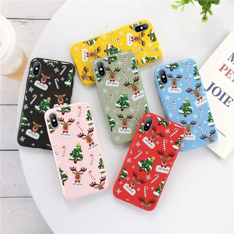 

Christmas Santa Claus Elk Phone Case For iPhone 11 Pro Max 7 8 6 6s Plus X XR XS Max 5 5s SE Soft TPU Silicone Back Cover