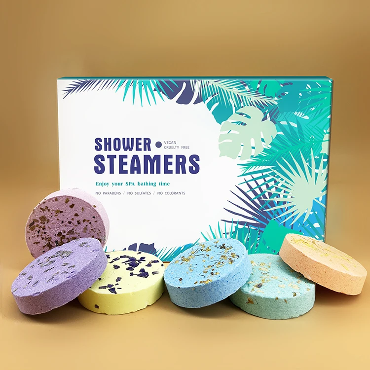 

Private Label Low Moq Vegan Organic Natural Aromatherapy Herbal Shower Steamers Tablets Bath Steamers Gift Set Of 6