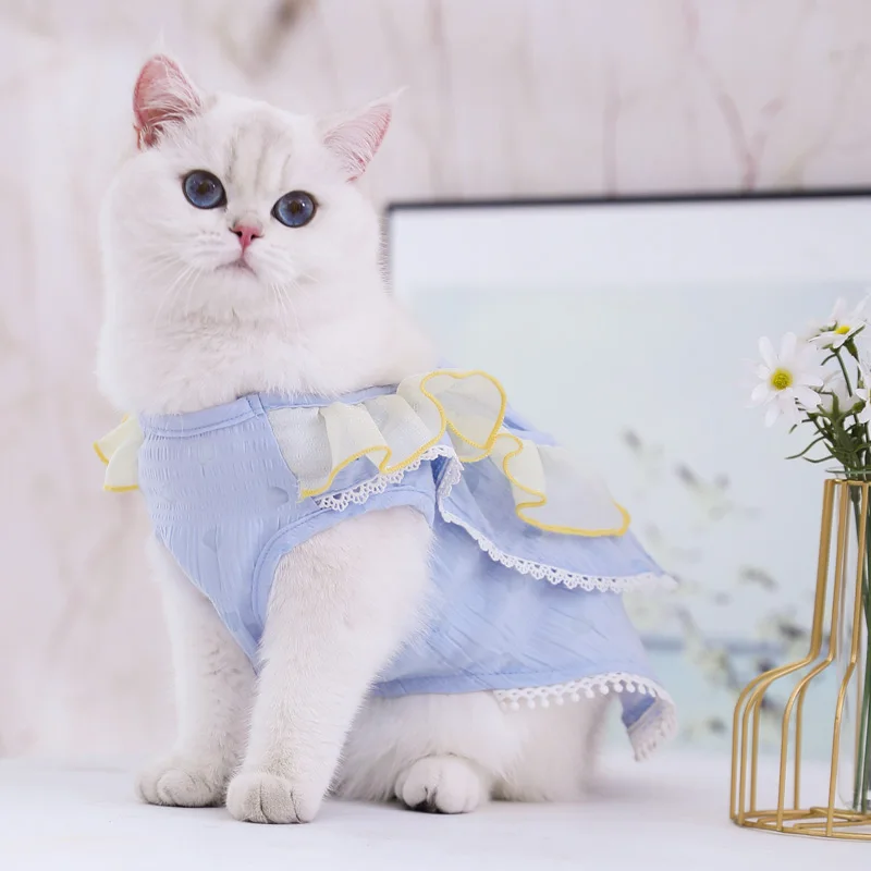 

Pet cat clothes summer hot style polka dot gauze skirt puppet cat kitten skirt dress, Customized color