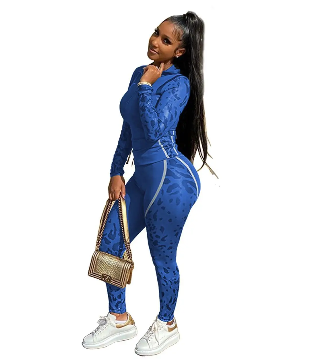 

Outfits Casual Daily High Street Fashion Full Sleeve Long Pants Tracksuits Slim Women 2 Piece Set GAO, Picture color
