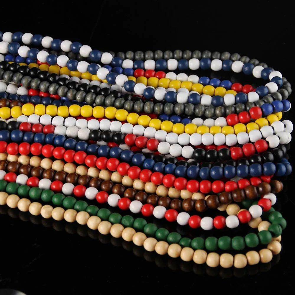 

NW1004 Cheap Fashion Long Wrap Wooden Wood Beaded Boho Hiphop Necklace