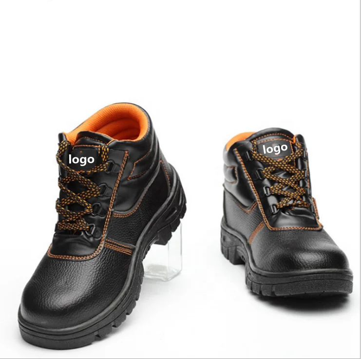 

Cheap price basic black water resistant embossed PU leather men industrial safety shoes