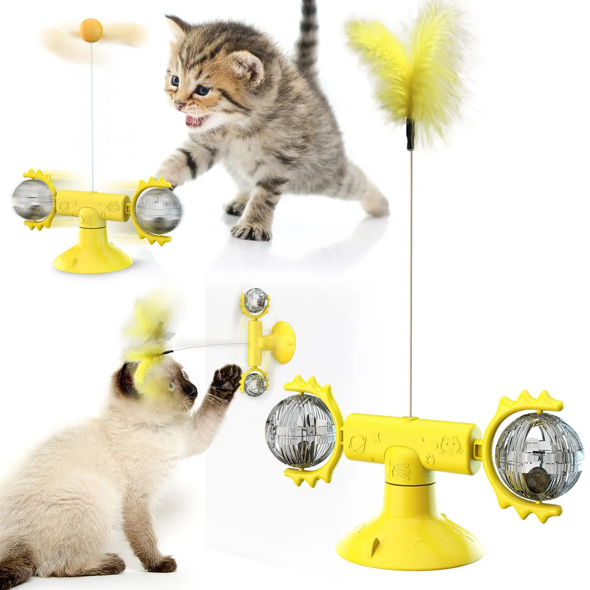 

Cats Toy Ball Interactive Wheel Windmill Tease Accessories Ball Interactive Pet Cat Toy, As picture