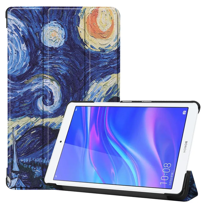 

Solid Simple Random Color 8 inch Tri-fold Dual Stand PU Leather Tablet Case For Huawei Mediapad T5 8.0 /M5 Lite 8.0 2019