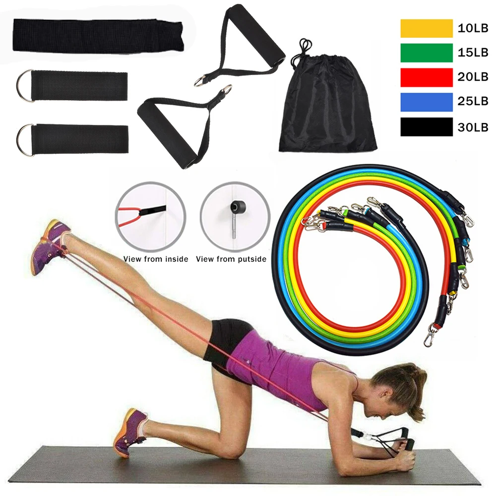 
17Pcs Resistance Bands Set Expander Exercise Fitness Rubber Band Stretch Training Home Gyms Workout 