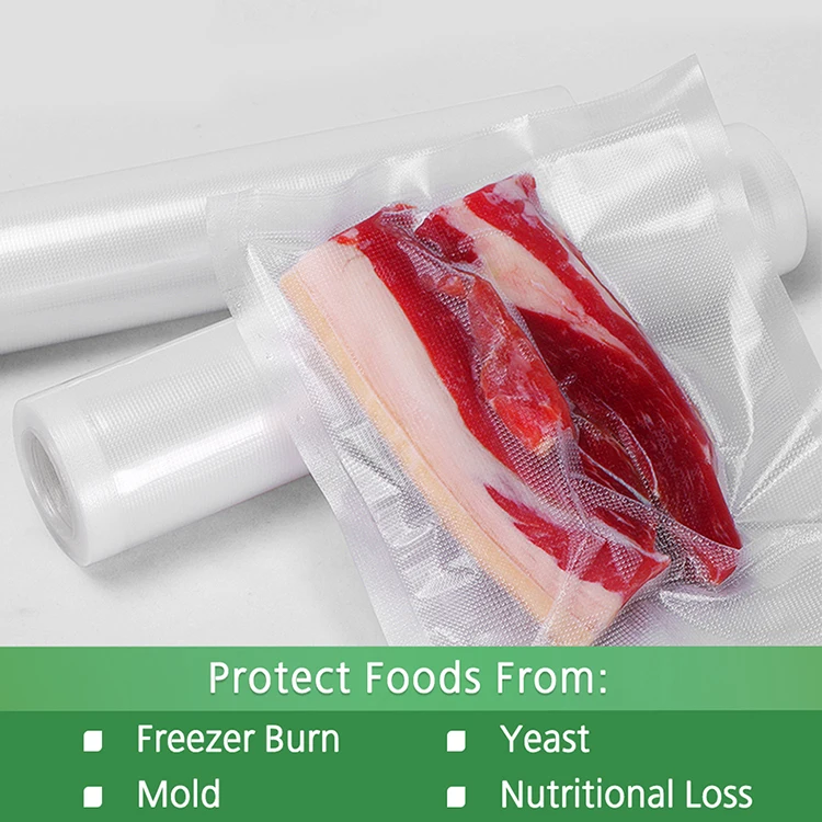 
Embossed Food Grade Plastic Vacuum Bags Rolls For Vacuum Sealer Sous Vide and Food Storage 