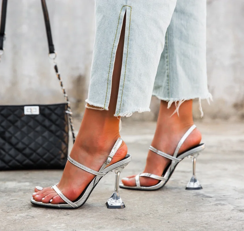

new 2021 Fashion Open toe casual straps ankle wrap sole ladies shoes sandal, As pictures
