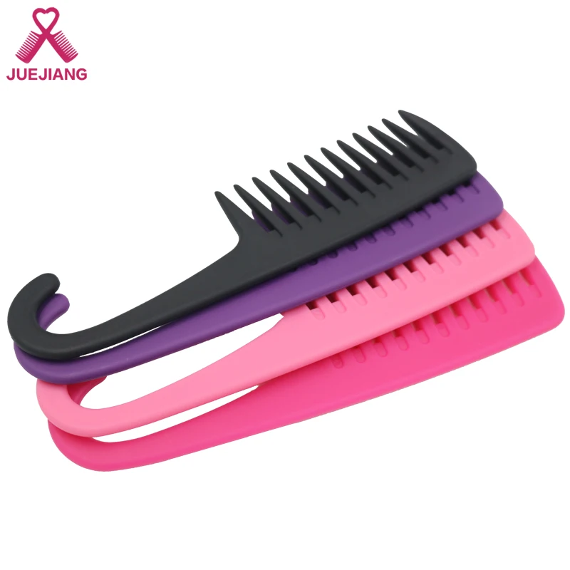 
Wholesale Custom Logo Detangle Shower Plastic Wide Tooth Hair Comb With Hook 