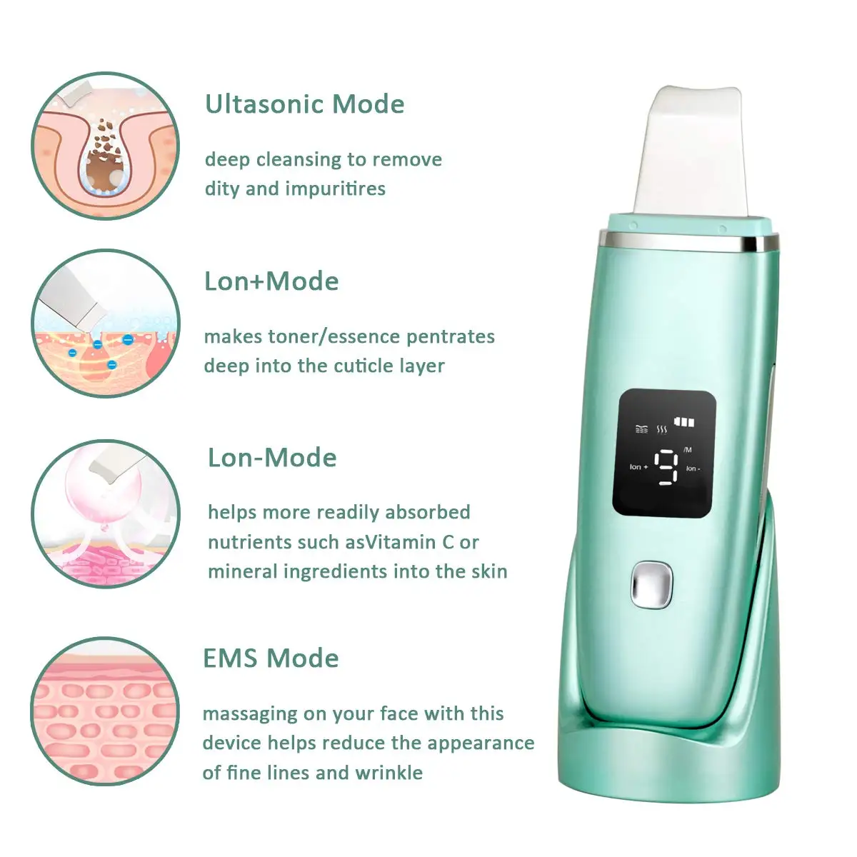 

LCD ultrasonic skin scrubber facial face scrubber silicone electric face scrubber