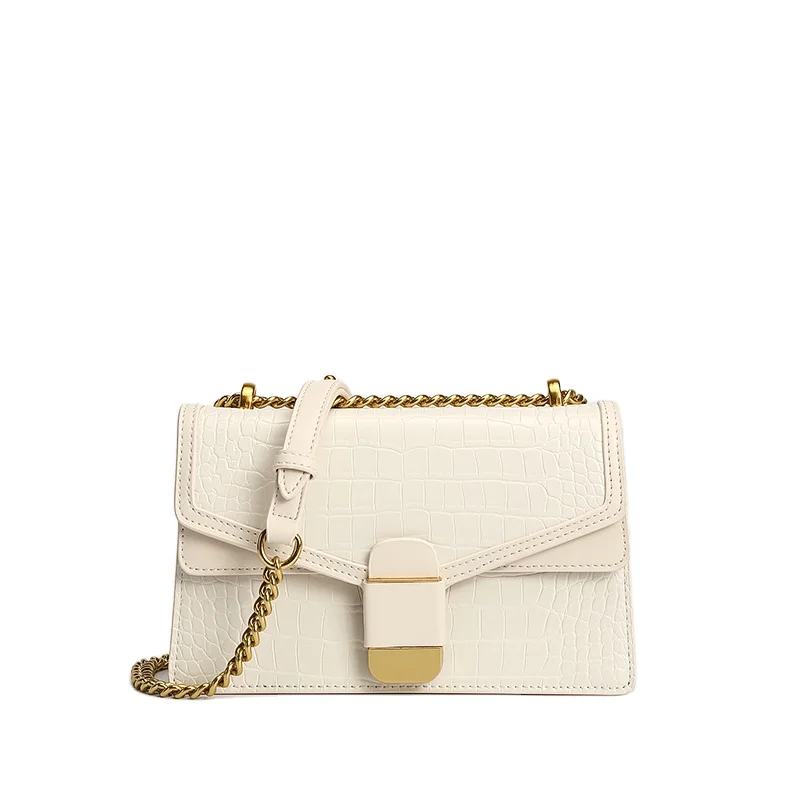 

2021 Pu Fashion Small Luxury Alligator Crossbody Single Female Handbags Shoulder Bag, Black, white