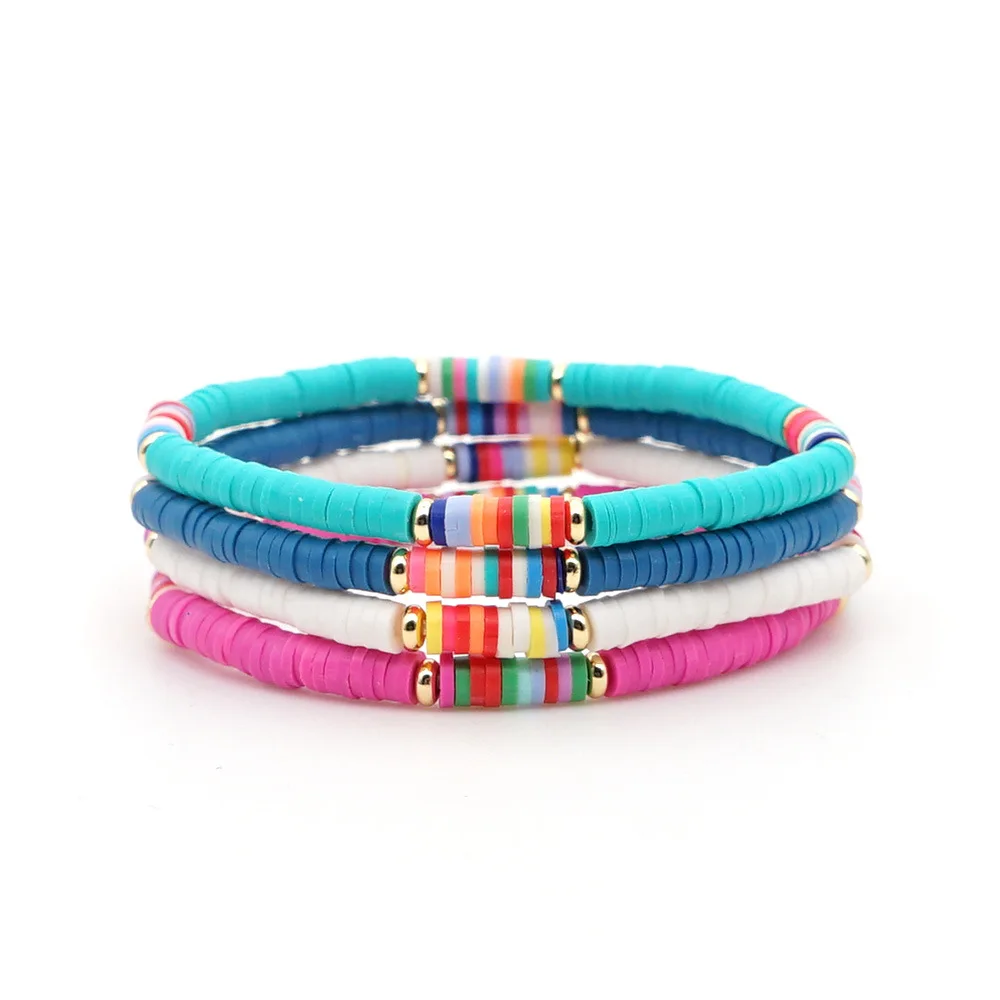 

Fashionable Bohemia Jewelry Handmade Elastic Colorful Soft Ceramics Bracelet For Women Wholesale Cheap 2021 New Bracelet