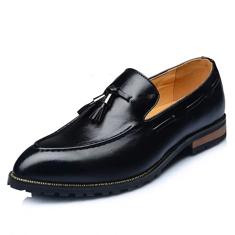 

38-44 Slip-on Men Leather Business Shoes Dress Formal Office Oxford Soft Leisure Pointed Loafers Casual Flat Moccasins