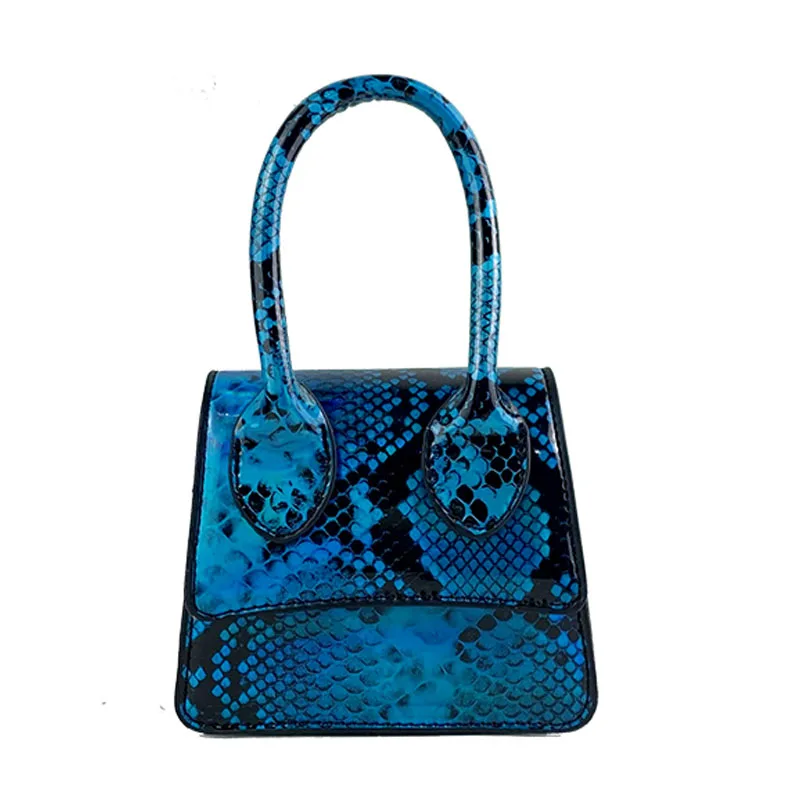 

Hot sale cute small square laser snakeskin grain handbag women trendy style mini purses and handbags