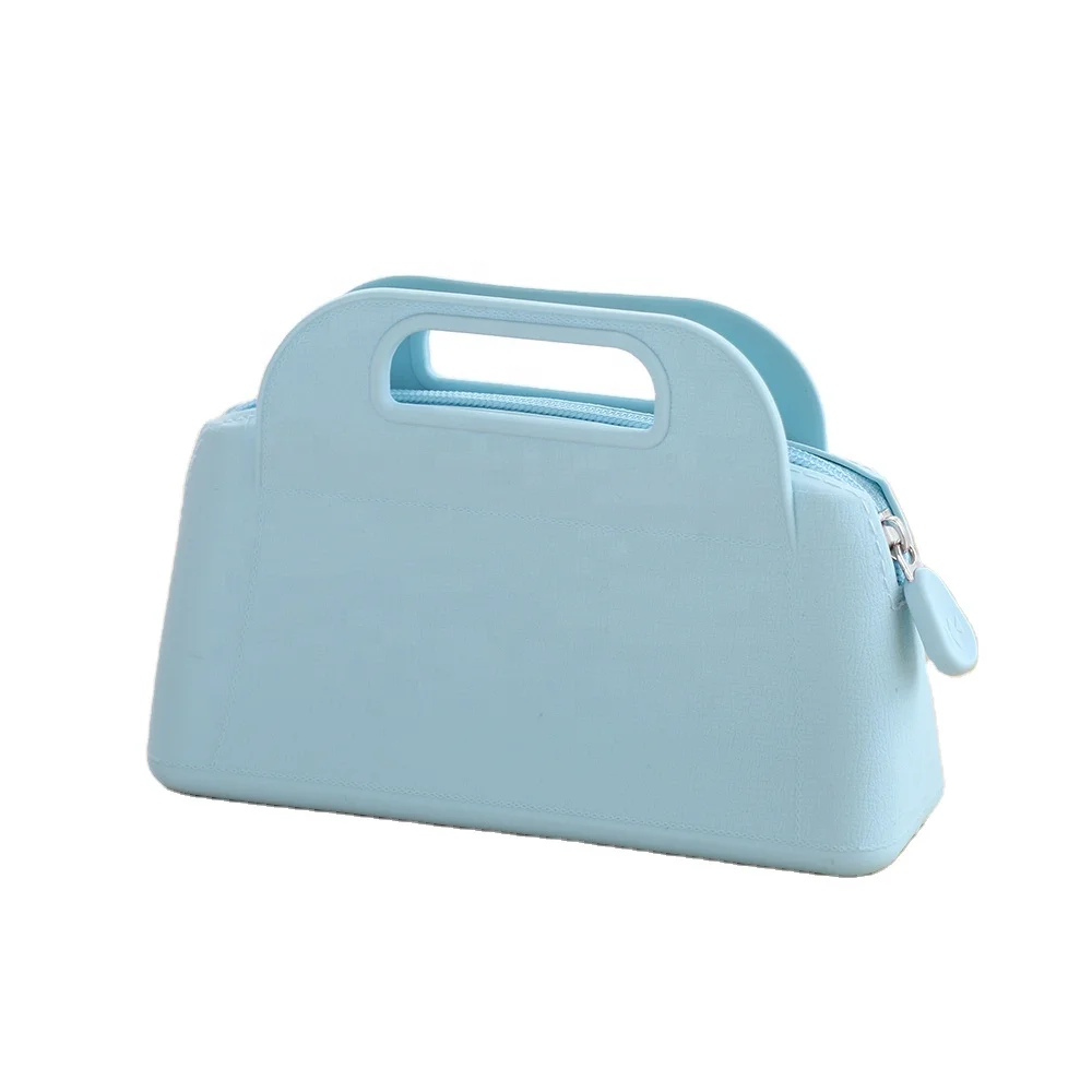 

Silicone Waterproof Cosmetic Bag Handcuffs Storage Bag Small Portable Female Travel Multi-Function Handbag, Pink/blue/gray/green