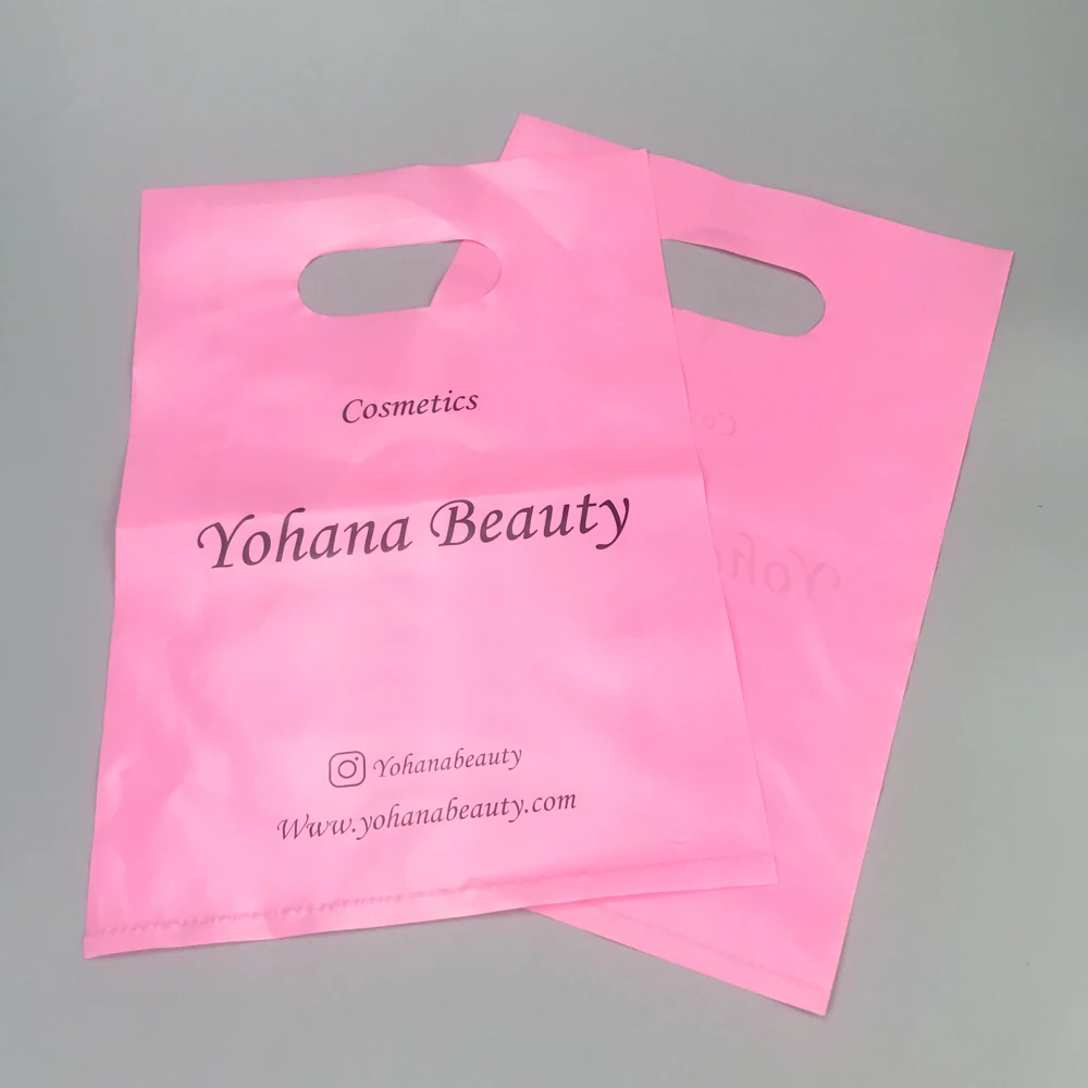 

custom Logo Printing compostable die cut plastic handle shopping bag opaque plastic bags