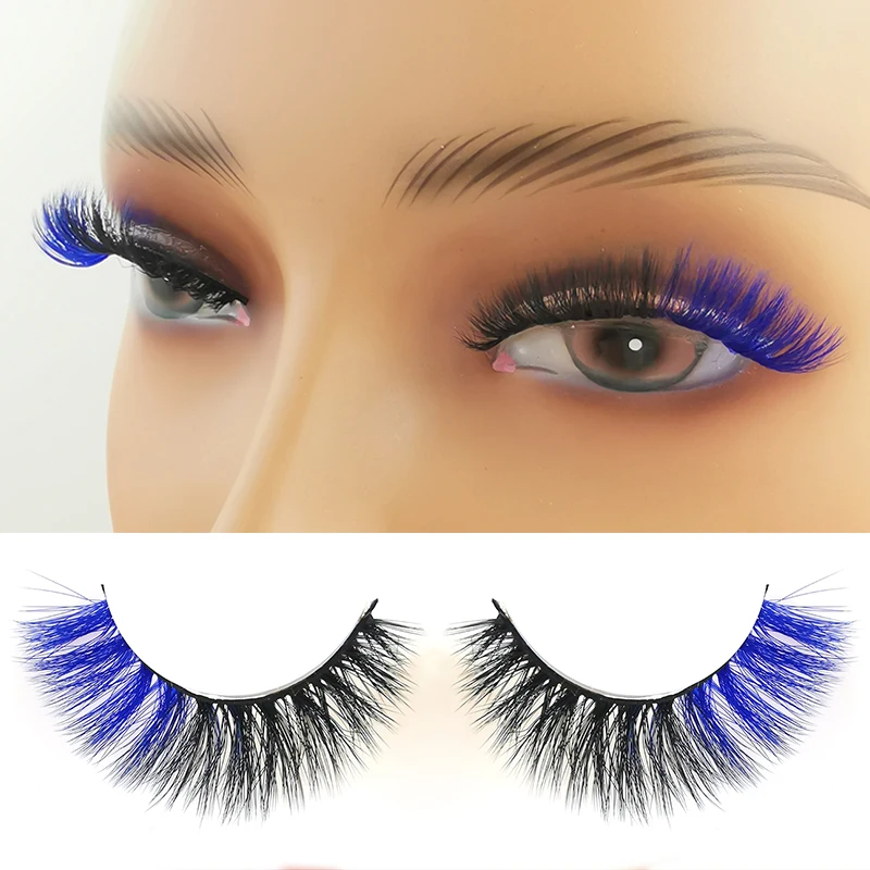 

3D natural color synthetic lashes two tone colored lashes faux mink lashes wholesale