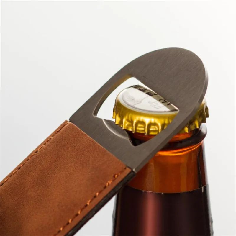 

Promotion leather wine bottle opener stainless steel beer bottle opener, Brown/tan/khaki