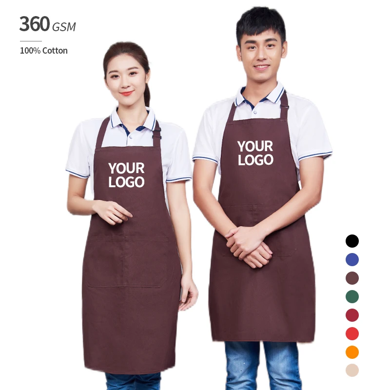 

100% cotton apron waiters barista apron restaurant kitchen apron custom logo