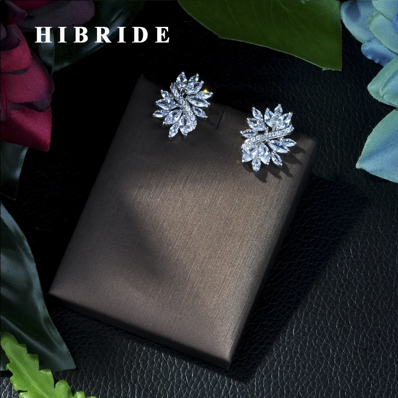 HIBRIDE 2017 New Arrival Women Stud Earrings Fashion Jewelry/Shiny Cubic Zirconia Charm Earring for Wedding Bridal Gifts E-65