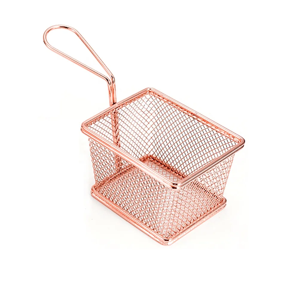 

Stainless Steel Mini Square Fry Basket French Fries Holder, Fried Food Table Serving