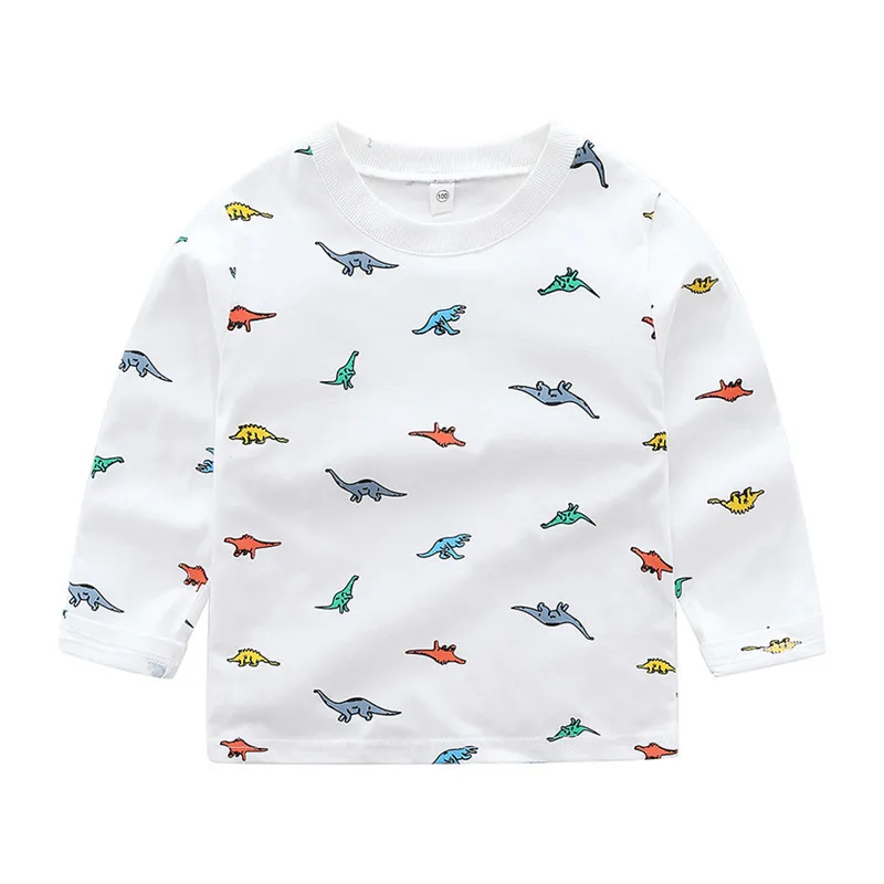 

Boys long-sleeved t-shirt spring middle and small children dinosaur bottoming shirt