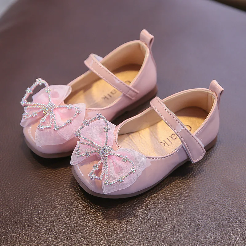 

2022 Spring and Summer New Kids Soft Soled Sandals Crystal Bow Kont Princess Dress Shoes for Toddler