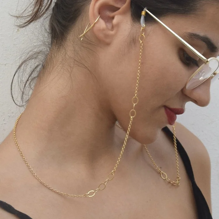 

Fashionable simple metal eyewear chain, Gold/silver