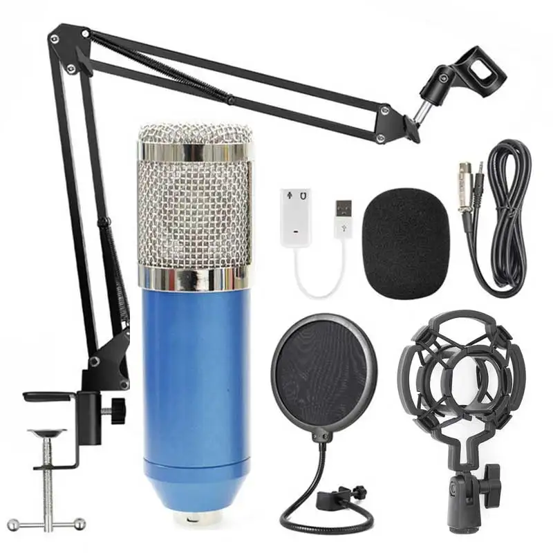 

With Scissor Stand Pop Filter BM800 Recording Dynamic Condenser Microphone with Shock Mount, Black