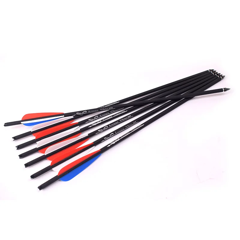 

Hunting Archery Spine 400 Crossbow Carbon Arrows 16/20 Inch Blue White Red Feather Used For Crossbow Bow Shooting